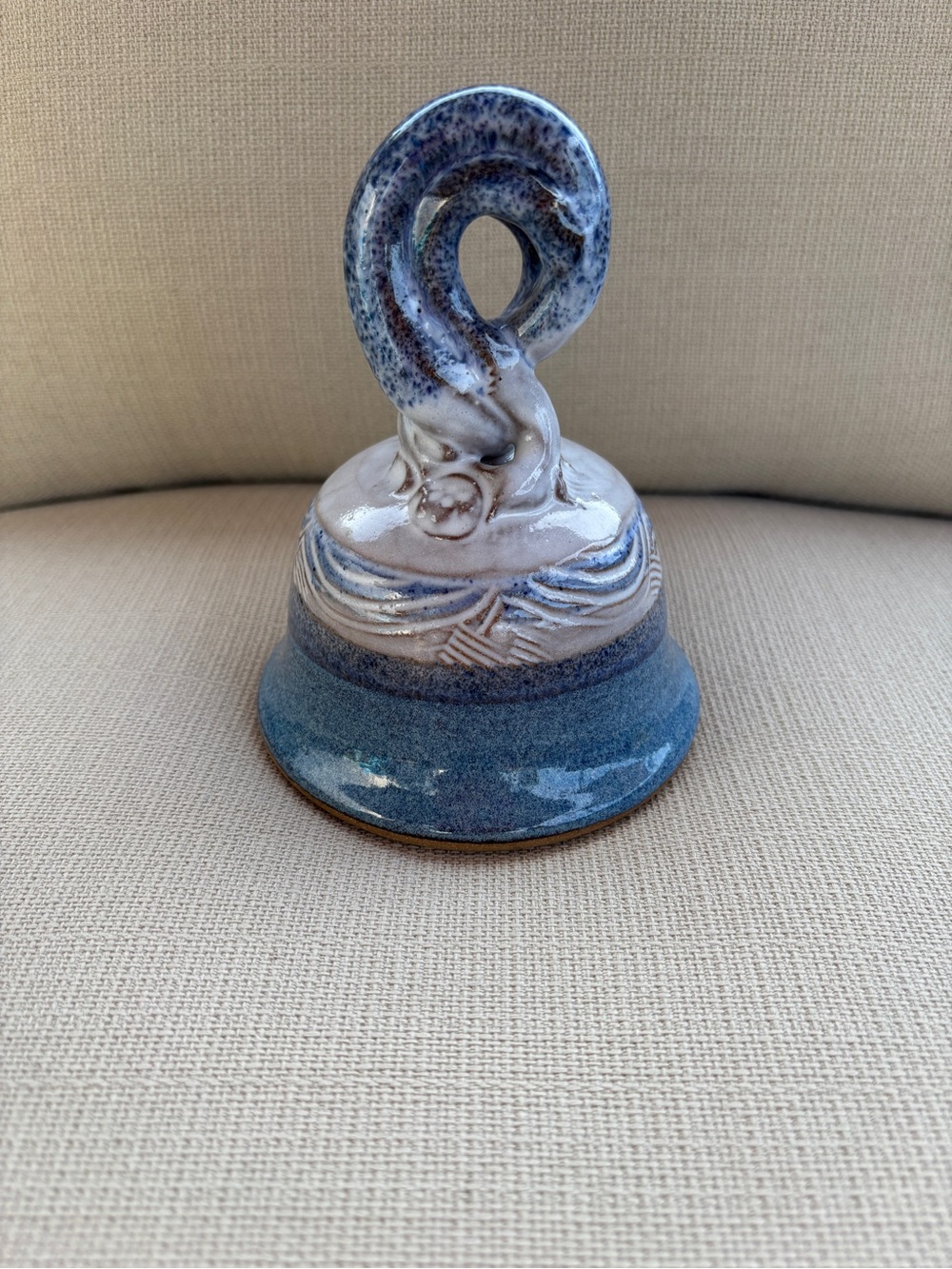 Penway Pottery Handcrafted Blue Studio Art Bell signed by Ed Kirk - Picture 2 of 5